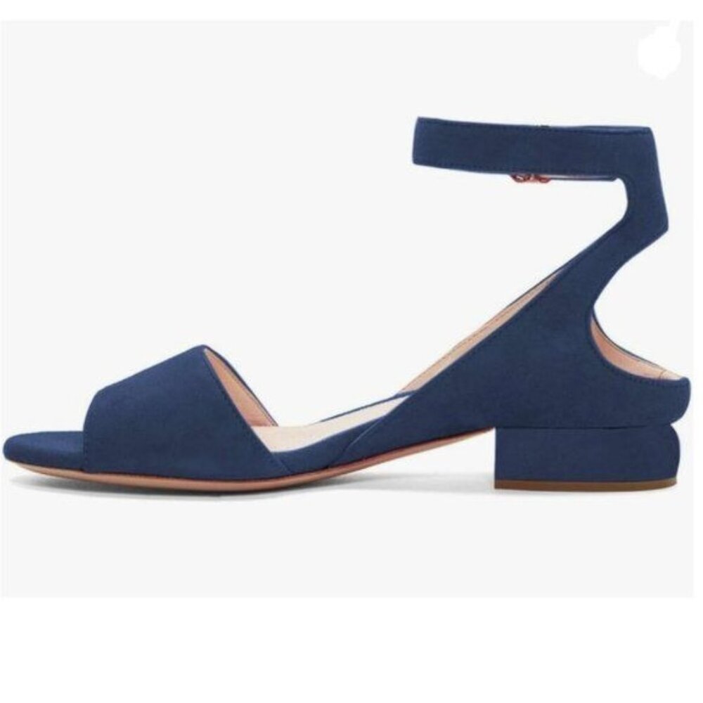 XYD Dark Blue Strappy Low Heel Sandal for Women Open Toe Ankle Strap Shoes